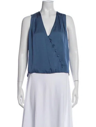 Pre-owned Veronica Beard V-neck Sleeveless Blouse In Blue
