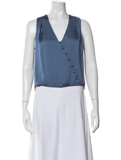 Pre-owned Veronica Beard V-neck Sleeveless Blouse In Blue