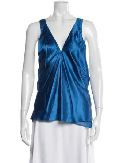 Pre-owned Veronica Beard V-neck Sleeveless Blouse In Blue