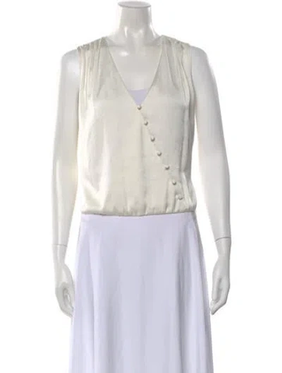 Pre-owned Veronica Beard V-neck Sleeveless Blouse In Neutral