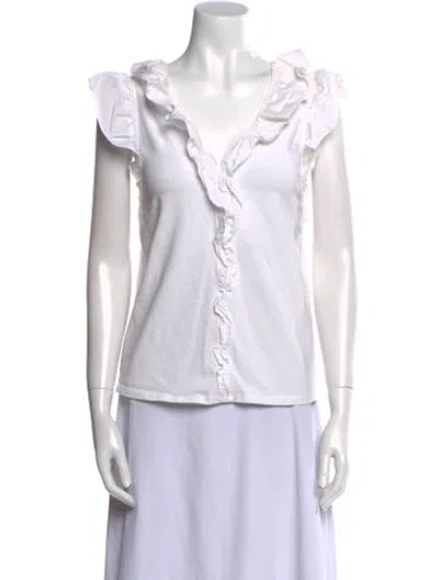 Pre-owned Veronica Beard V-neck Sleeveless Blouse In White