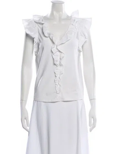 Pre-owned Veronica Beard V-neck Sleeveless Blouse In White