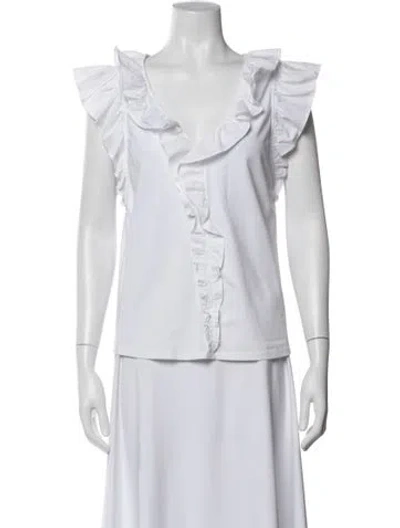 Pre-owned Veronica Beard V-neck Sleeveless Blouse In White