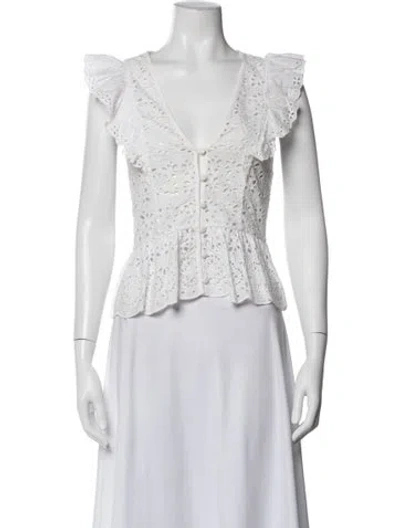 Pre-owned Veronica Beard V-neck Sleeveless Blouse In White