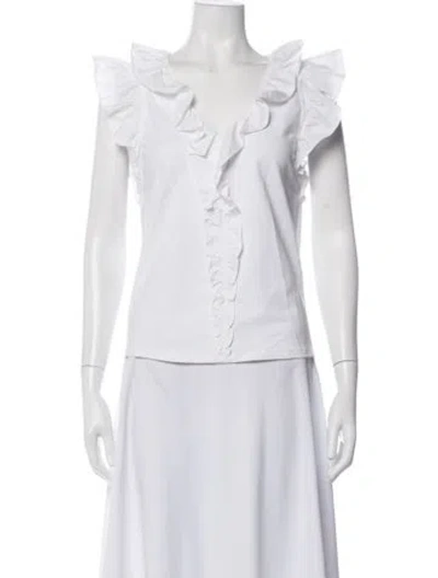 Pre-owned Veronica Beard V-neck Sleeveless Blouse In White
