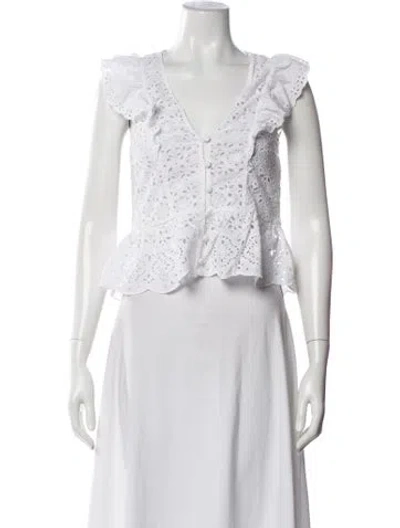Pre-owned Veronica Beard V-neck Sleeveless Blouse In White