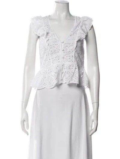 Pre-owned Veronica Beard V-neck Sleeveless Blouse In White