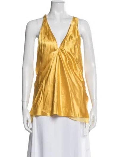 Pre-owned Veronica Beard V-neck Sleeveless Blouse In Yellow