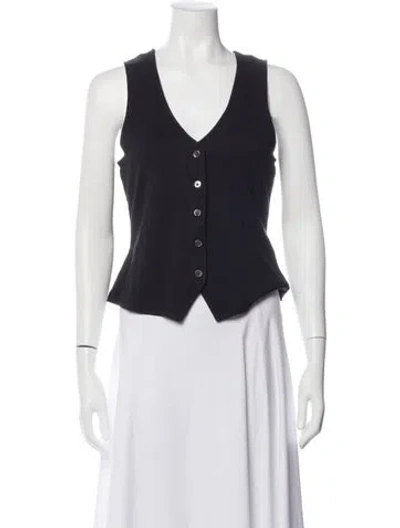 Pre-owned Veronica Beard V-neck Sleeveless Button-up Top W/ Tags In Black