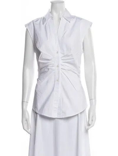 Pre-owned Veronica Beard V-neck Sleeveless Button-up Top W/ Tags In White