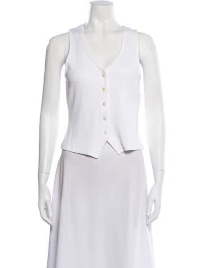 Pre-owned Veronica Beard V-neck Sleeveless Button-up Top In White