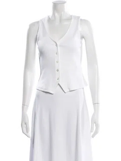 Pre-owned Veronica Beard V-neck Sleeveless Button-up Top In White