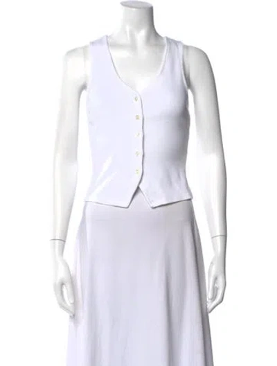 Pre-owned Veronica Beard V-neck Sleeveless Button-up Top In White