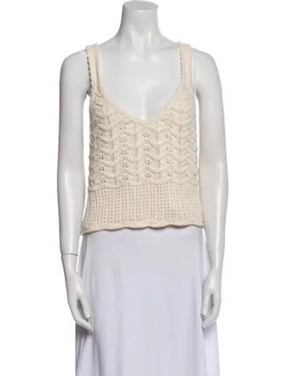 Pre-owned Veronica Beard V-neck Sleeveless Crop Top In Neutral