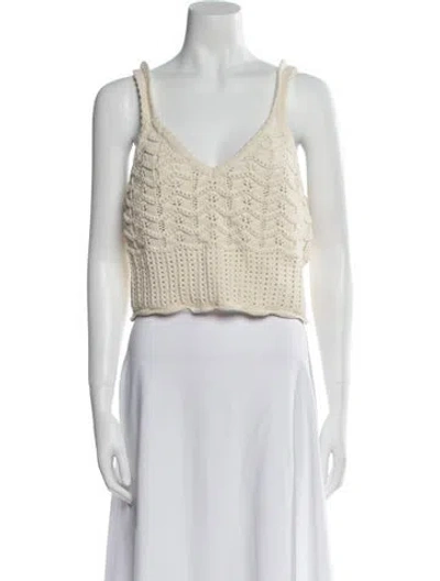 Pre-owned Veronica Beard V-neck Sleeveless Crop Top In Neutral