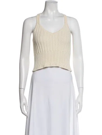 Pre-owned Veronica Beard V-neck Sleeveless Crop Top In Neutral