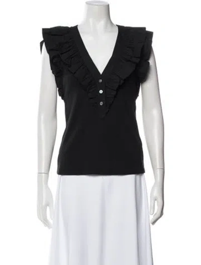 Pre-owned Veronica Beard V-neck Sleeveless Top In Black