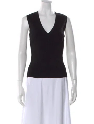 Pre-owned Veronica Beard V-neck Sleeveless Top In Black