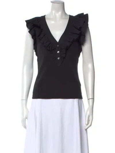 Pre-owned Veronica Beard V-neck Sleeveless Top In Black
