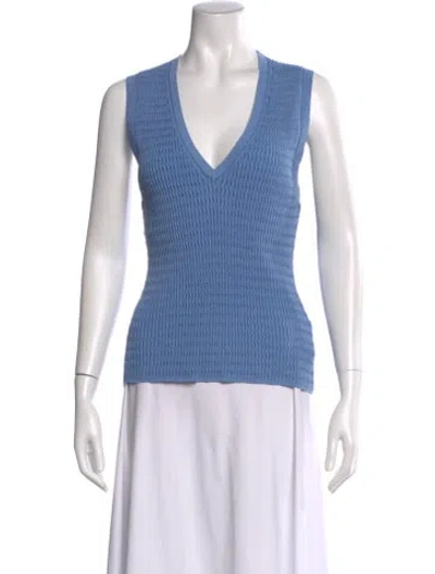 Pre-owned Veronica Beard V-neck Sleeveless Top In Blue