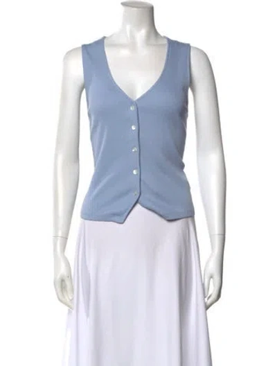 Pre-owned Veronica Beard V-neck Sleeveless Top In Blue