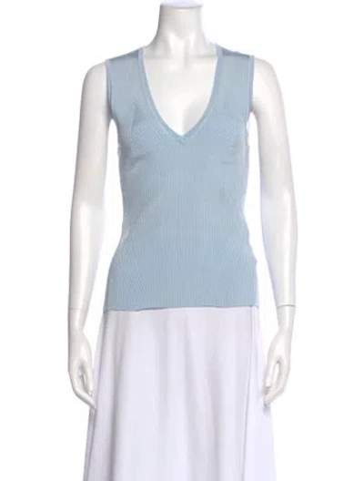 Pre-owned Veronica Beard V-neck Sleeveless Top In Blue