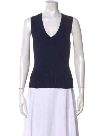 Pre-owned Veronica Beard V-neck Sleeveless Top In Blue