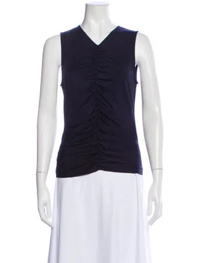 Pre-owned Veronica Beard V-neck Sleeveless Top In Blue