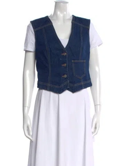 Pre-owned Veronica Beard V-neck Sleeveless Top In Blue