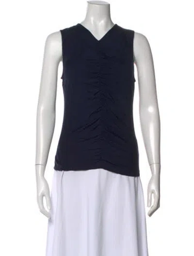 Pre-owned Veronica Beard V-neck Sleeveless Top In Blue