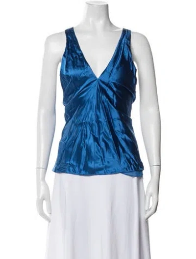 Pre-owned Veronica Beard V-neck Sleeveless Top In Blue