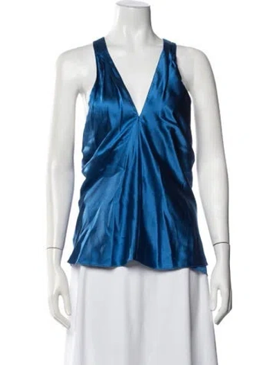 Pre-owned Veronica Beard V-neck Sleeveless Top In Blue