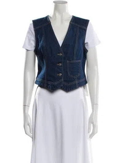 Pre-owned Veronica Beard V-neck Sleeveless Top In Blue