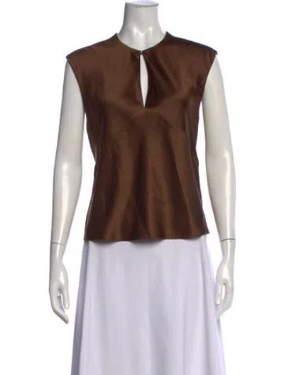 Pre-owned Veronica Beard V-neck Sleeveless Top In Brown
