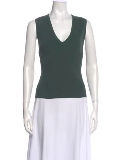 Pre-owned Veronica Beard V-neck Sleeveless Top In Green