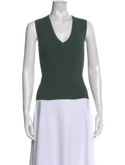 Pre-owned Veronica Beard V-neck Sleeveless Top In Green