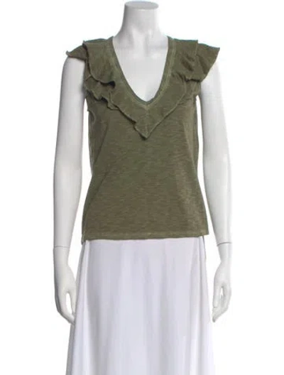Pre-owned Veronica Beard V-neck Sleeveless Top In Green