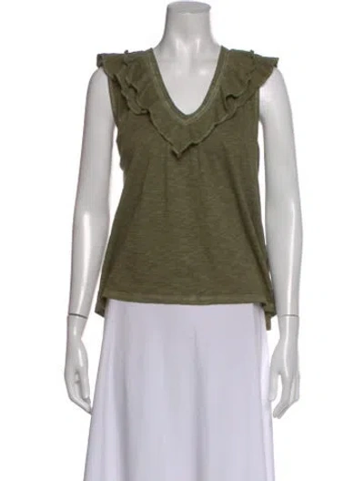 Pre-owned Veronica Beard V-neck Sleeveless Top In Green