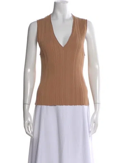 Pre-owned Veronica Beard V-neck Sleeveless Top In Neutral