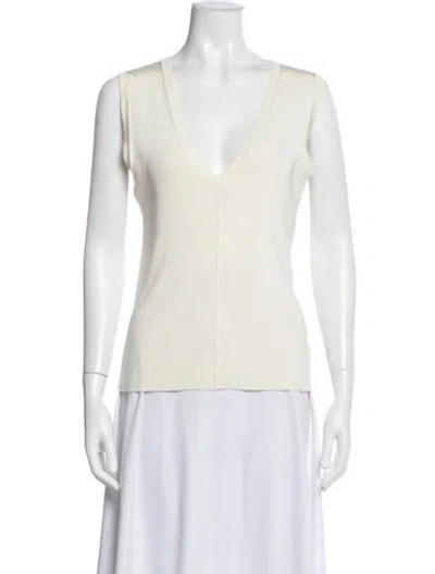 Pre-owned Veronica Beard V-neck Sleeveless Top In Neutral