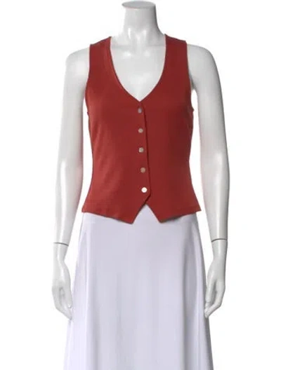 Pre-owned Veronica Beard V-neck Sleeveless Top In Orange
