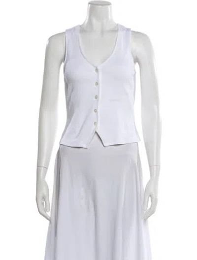 Pre-owned Veronica Beard V-neck Sleeveless Top In White