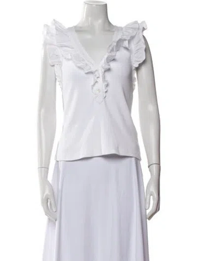 Pre-owned Veronica Beard V-neck Sleeveless Top In White