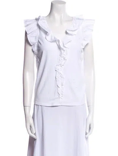 Pre-owned Veronica Beard V-neck Sleeveless Top In White