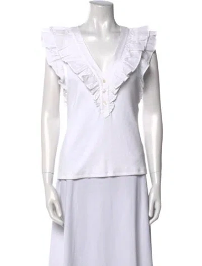 Pre-owned Veronica Beard V-neck Sleeveless Top In White