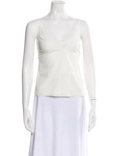 Pre-owned Veronica Beard V-neck Sleeveless Top In White
