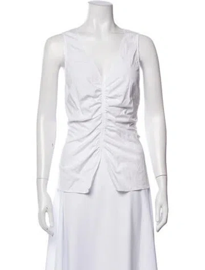 Pre-owned Veronica Beard V-neck Sleeveless Top In White