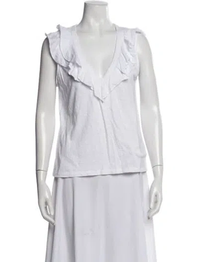 Pre-owned Veronica Beard V-neck Sleeveless Top In White