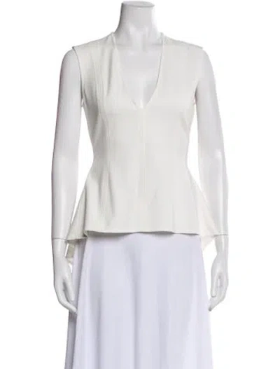 Pre-owned Veronica Beard V-neck Sleeveless Top In White