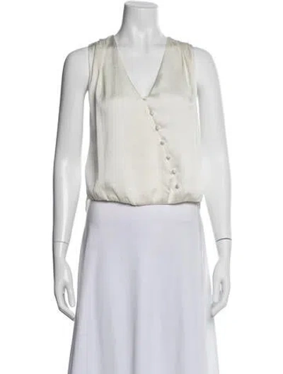 Pre-owned Veronica Beard V-neck Sleeveless Top In White